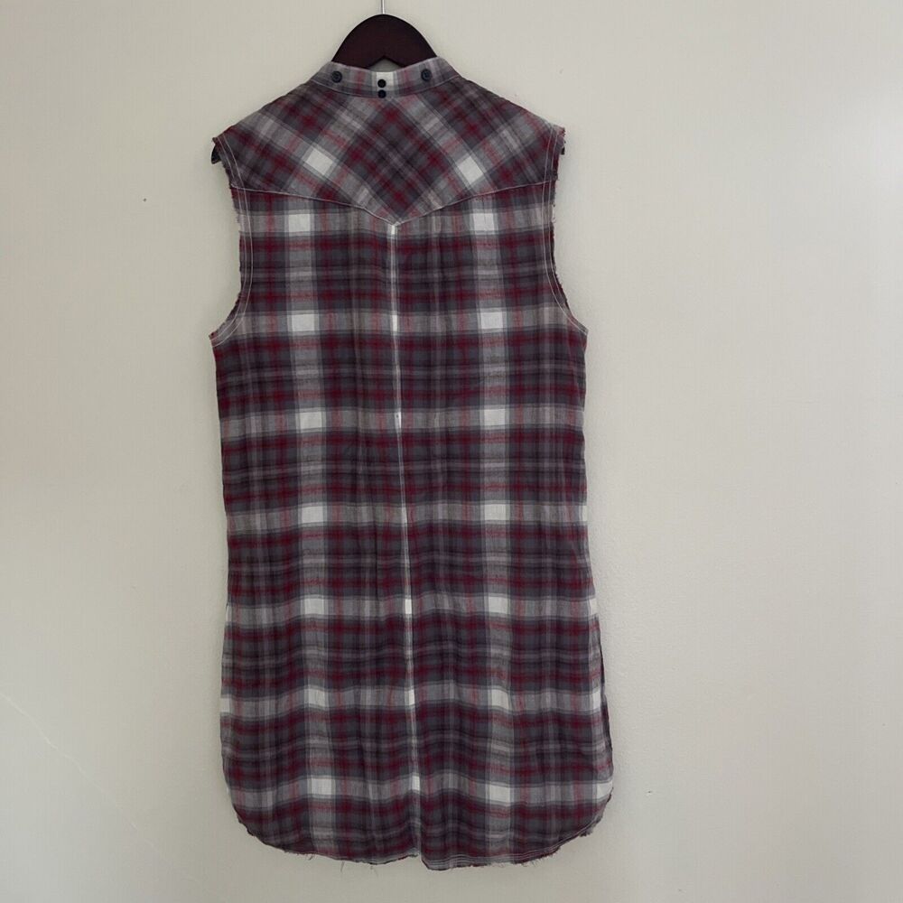 ALLSAINTS Women’s Raw Hem Braxton Plaid Shirt Dress Gilet, Punk Grunge Sleeze - Picture 12 of 14